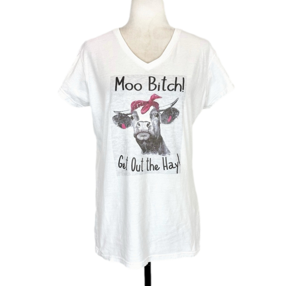 M&O white cow t-shirt